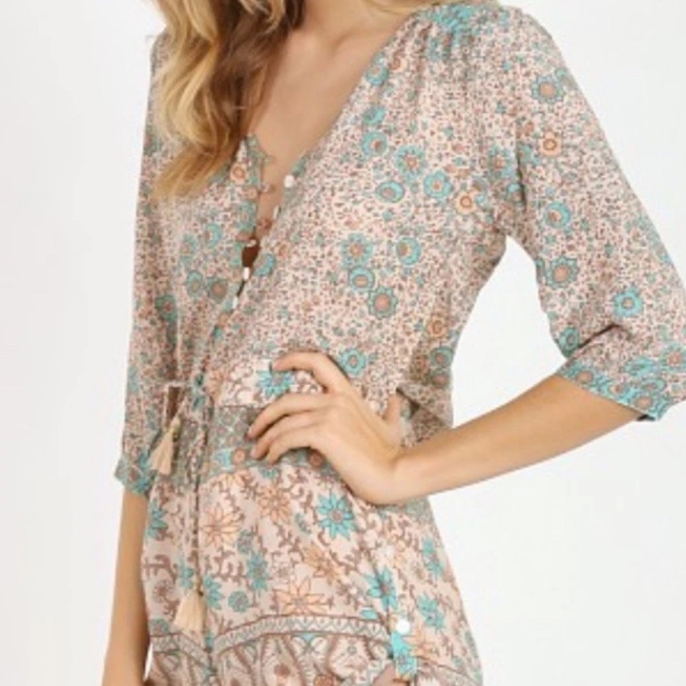 Spell and the Gypsy boho blossom in sage playsuit size S
